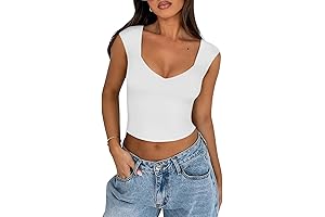 Women's Trendy Butsmooth V Neck Double Lined Slimming Crop Tank Top