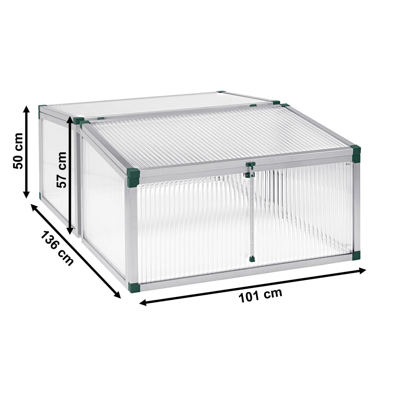 Beckmann FT4G1P Frühbeet Typ Allgäu Modell 4 Größe 1 – Extrem Stabil: Hagelfeste 16mm Platten – Made in Germany – UV-Schutz—Premium Aluminium Mini-Gewächshaus – 101x136 cm