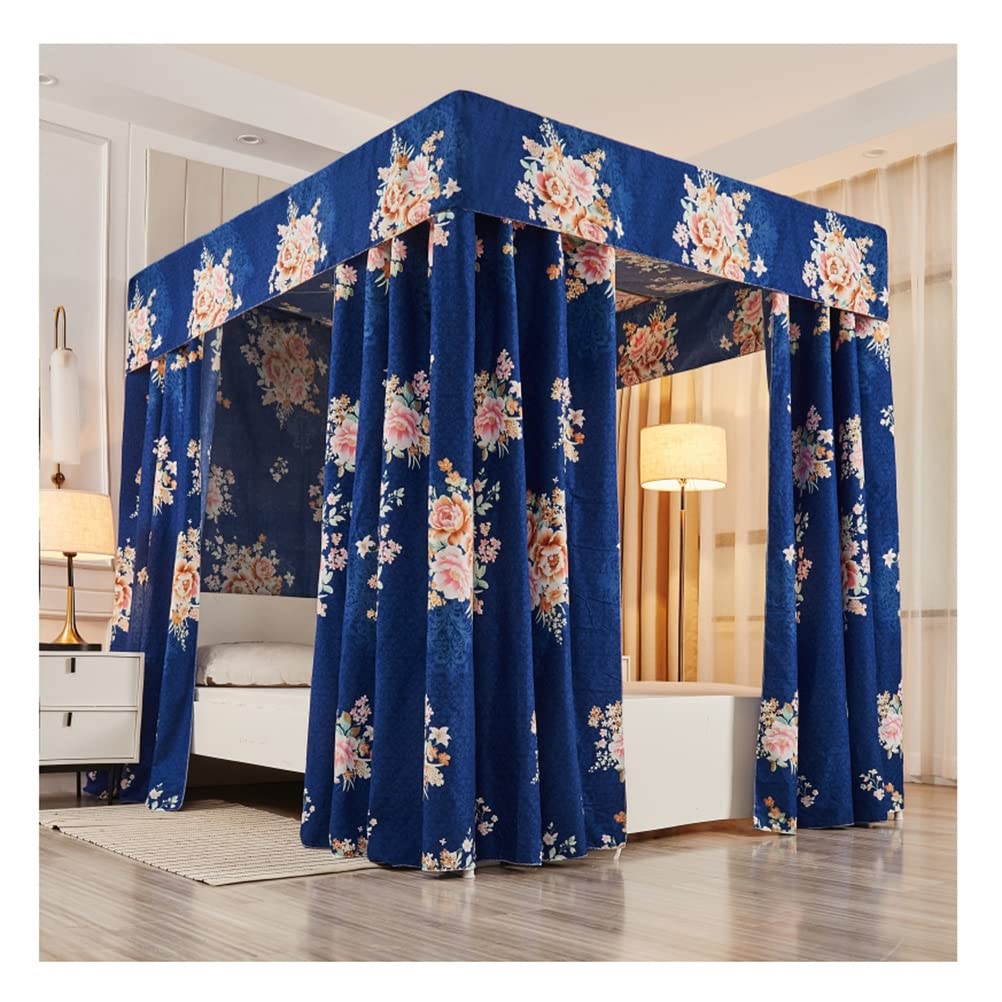 GJMSSMY Single bed canopy mosquito net, suitable for single bed and double bed bedroom decorative bed curtain, with metal support (Color : Blue, Size : 180X220cm/71X87in)