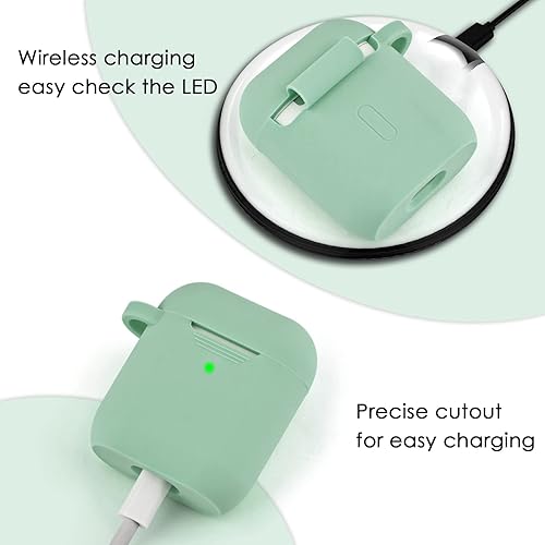 Vista 5 de Filoto Compatible con Airpod, bonita funda para Apple Airpod 2/1 para mujeres y niñas, funda protectora de silicona con llavero y pulsera