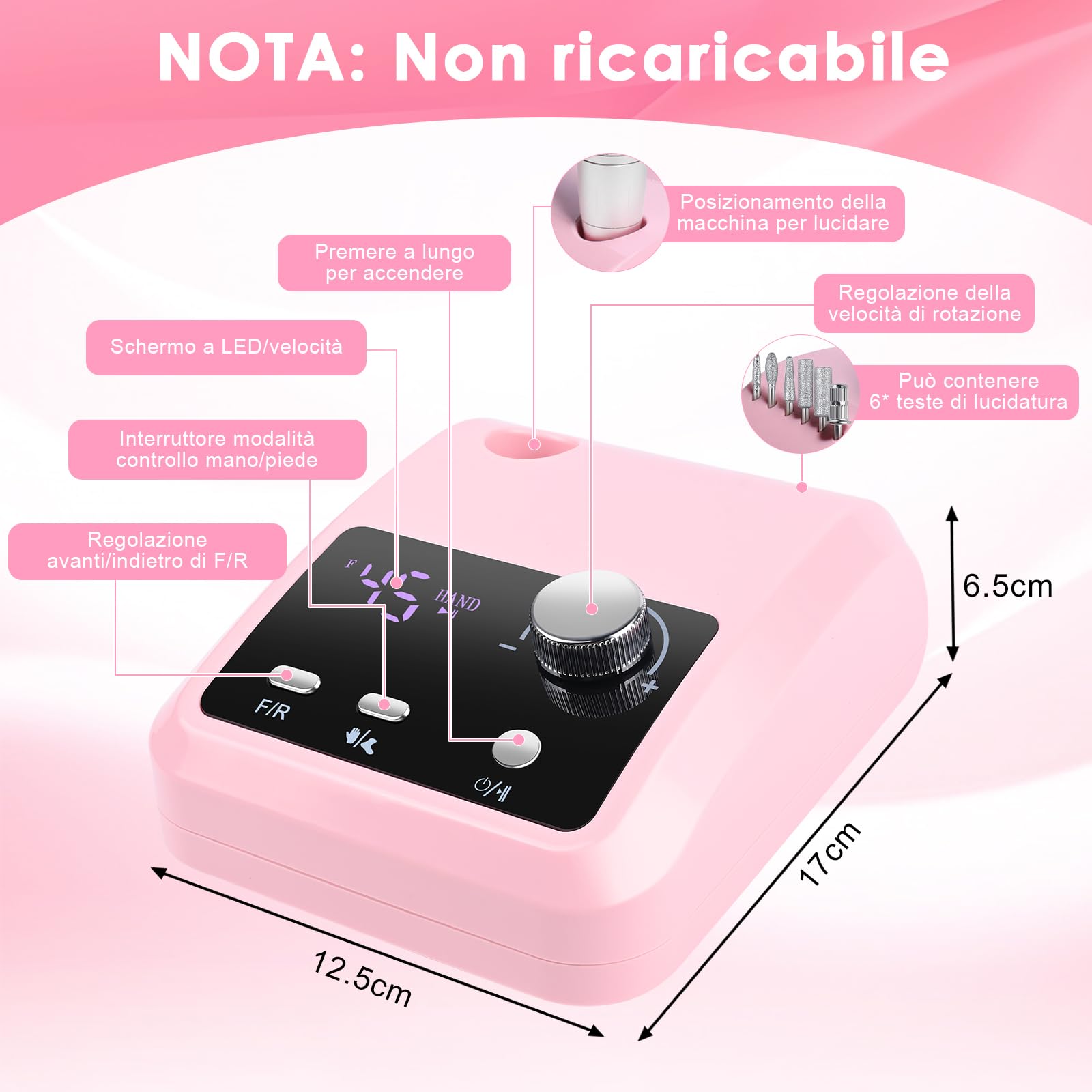 Fresa per Unghie Professionale 45000RPM Lima Unghie Elettrica con LED Intelligente e Modalità Pedale Manicure e Pedicure Kit Trapano Elettrico per Unghie Gel, per Studio Estetiste Casa Regali