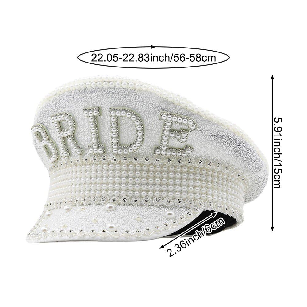 Sombrero De Novia Para Ser Capitán - Sombreros De Despedida De Soltera Con Perlas Accesorios Para Disfraces - Gorra Del Festival Pride Steampunk - Sombrero De Capitán De Lentejuelas Iridiscentes