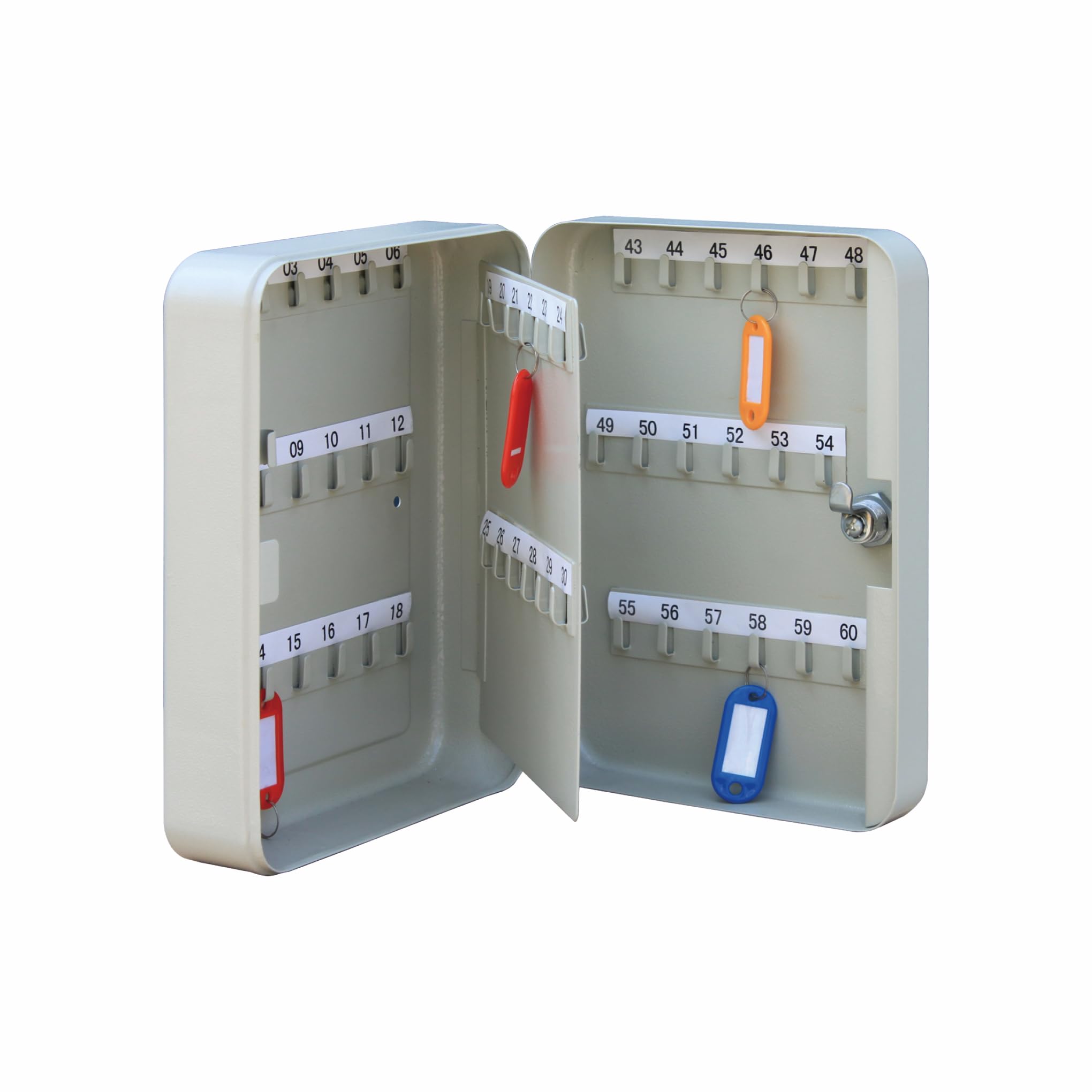 Maxi Key Cabinet Wall Mount Design with Key Lock, Secure Metal Key Safe Box, Best Wall Mounted Key Safety Box Cabinet Design (60 Key Capacity 250X180X80mm) Beige