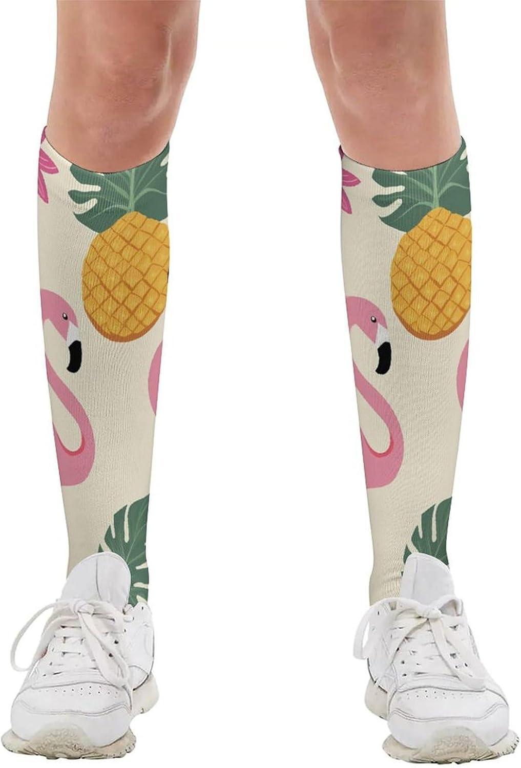 Flamingo Pineapple Knee High Soccer Socks Moisture Wicking