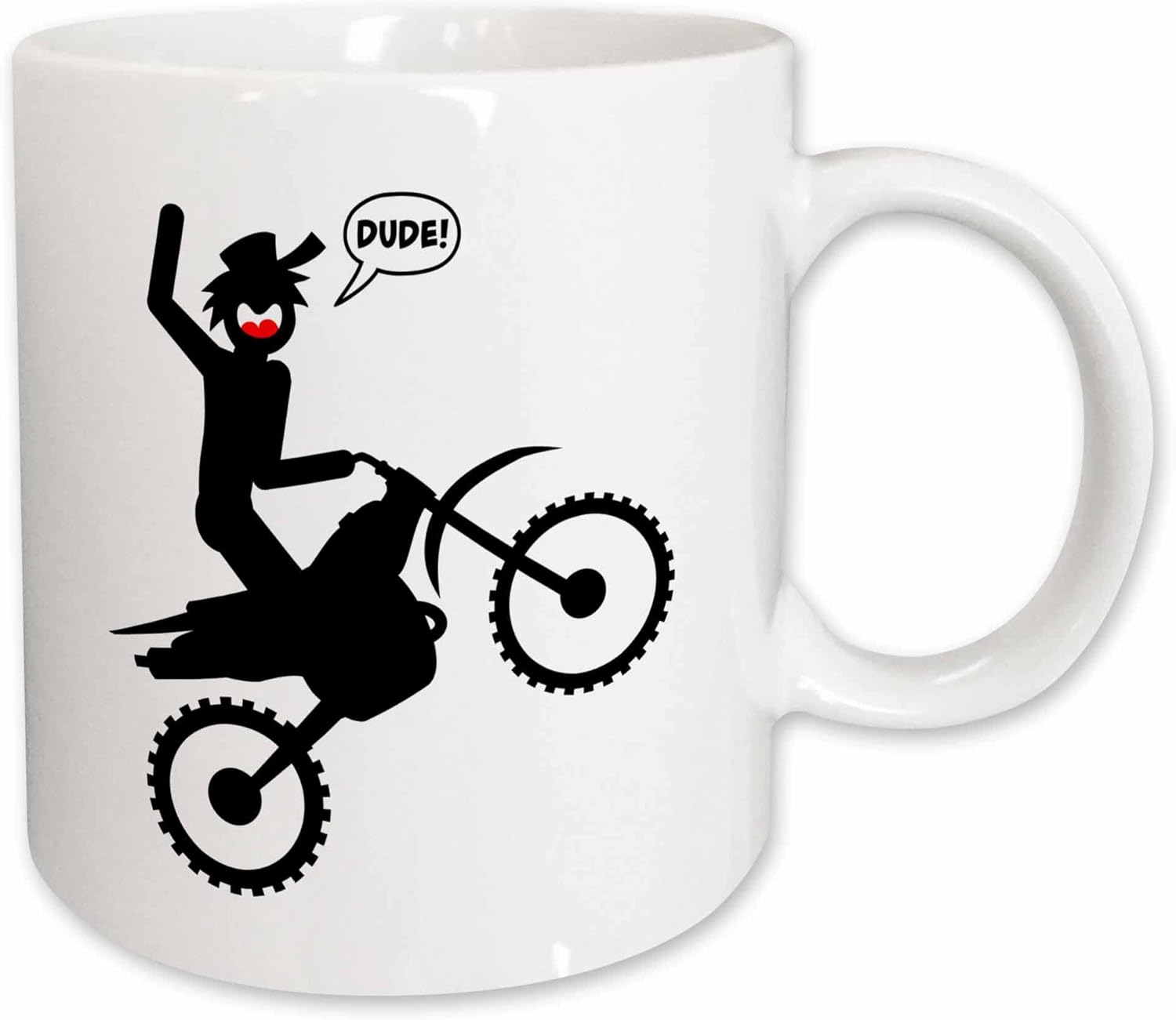 3dRose A stickman image on a dirt bike, riding a wheelie and getting air dude 15oz Mug
