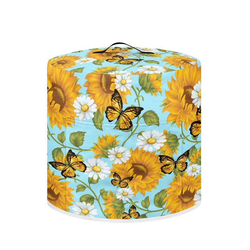 Jndtueit Sunflower Butterfly Rice Cooker Cover Fits for Most Standard Rice Cookers Daisy Flower Appliance Cover Fingerprint Protection