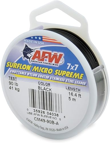 Miniatura 19 de American Fishing Wire Surflon Micro Supreme Nylon Coated 7x7 Cable líder de acero inoxidable – Líderes de alambre anudado para pesca de agua salada