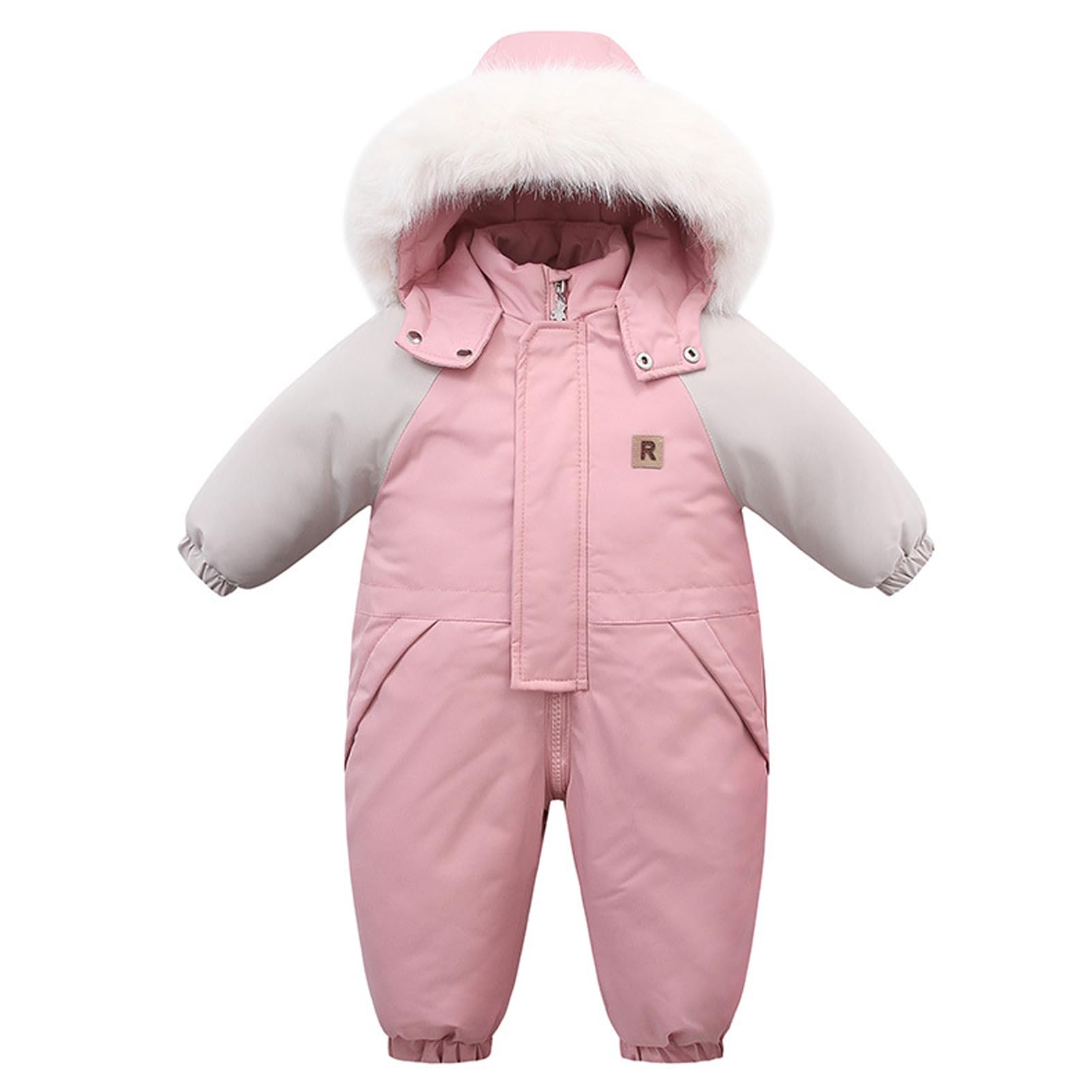 BRONG Invierno Niños Traje de Esquiar Mono Impermeable Una Pieza Encapuchado Mameluco Forro Polar Chaquetas de Esquí Niñas Cremallera