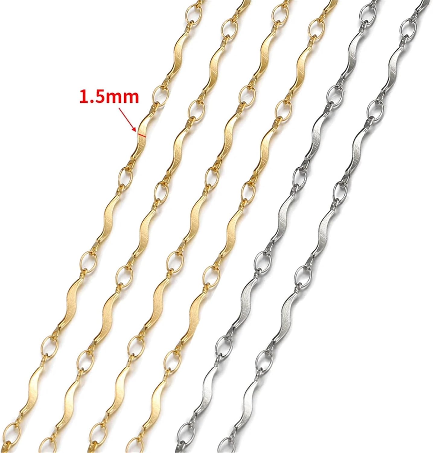 Application 6Meter Stainless Steel Chain for Jewelry Making DIY Components(Gold Color)