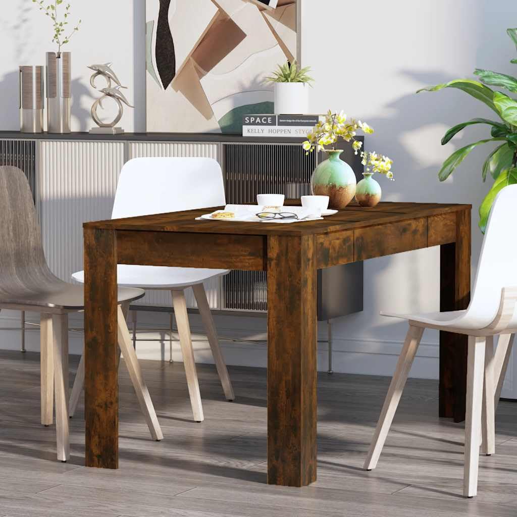 vidaXL Mesa de Comedor para 4 Personas, Rectangular, 140x74,5x76 cm, Madera de ingeniería, Acabado Roble Ahumado, Diseño Resistente, Estilo Moderno, Mueble de Comedor Interior