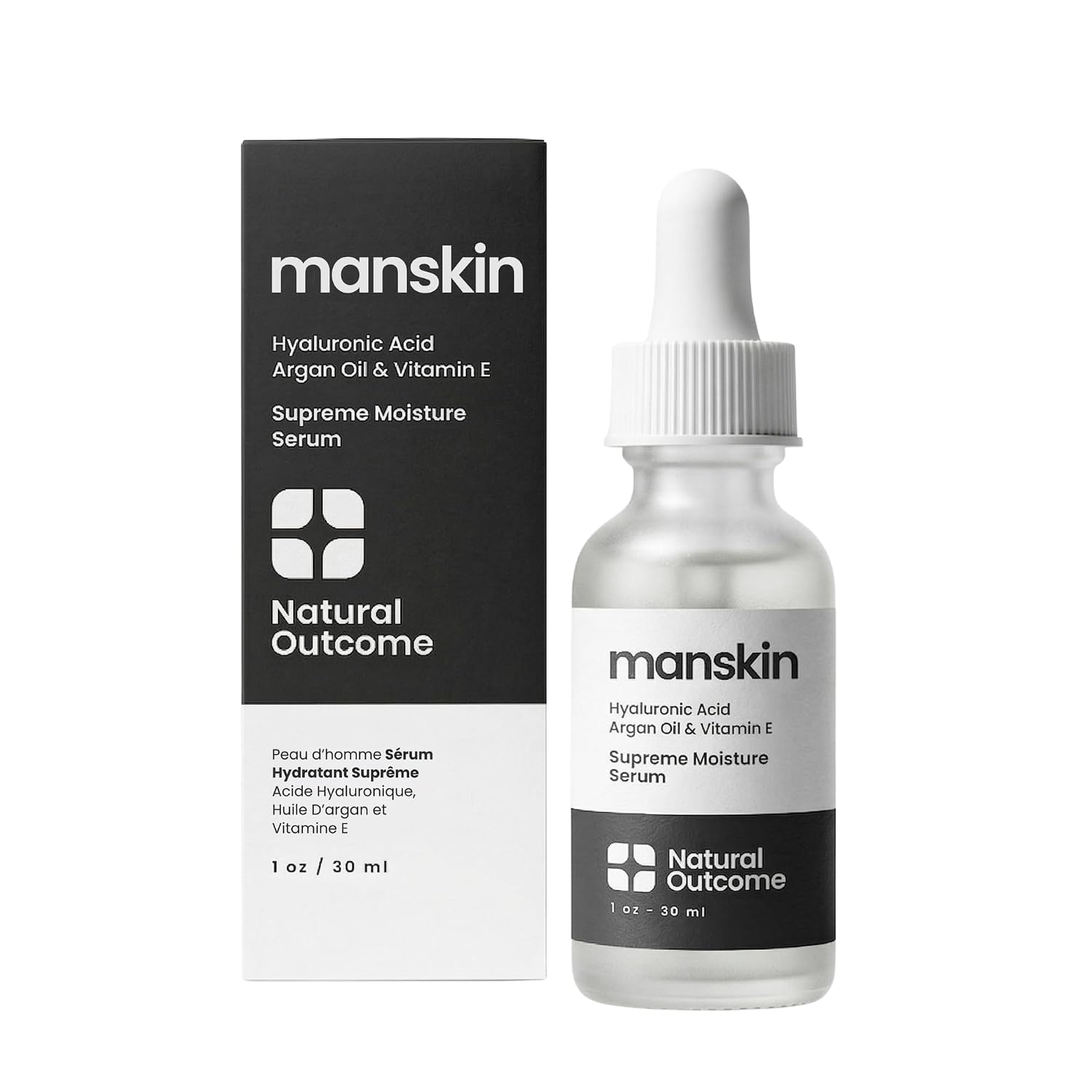 Natural Outcome Man Skin Supreme Moisture Serum Mens I Mens Anti-Aging Day & Night Facial Serum I Advanced Moisture Serum with Hyaluronic Acid, Argan Oil & Vitamin E