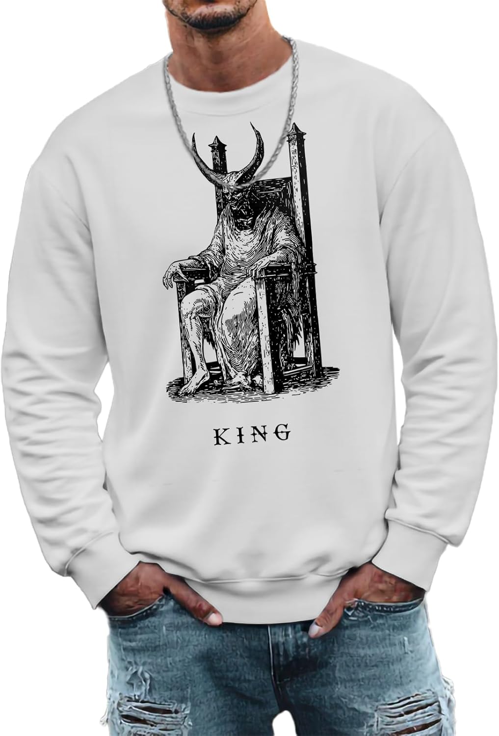 domirica Trendy Sweatshirts for Men Casual Long Sleeve Crewneck Basic Tops Loose Fit Graphic Print Pullover T Shirts