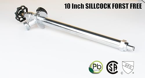 Miniatura 4 de Sillcock antisifón de 10 pulgadas de 12 x 34 pulgadas, a prueba de heladas, babero para grifo al aire libre con accesorios de plomería de 12 pulgada