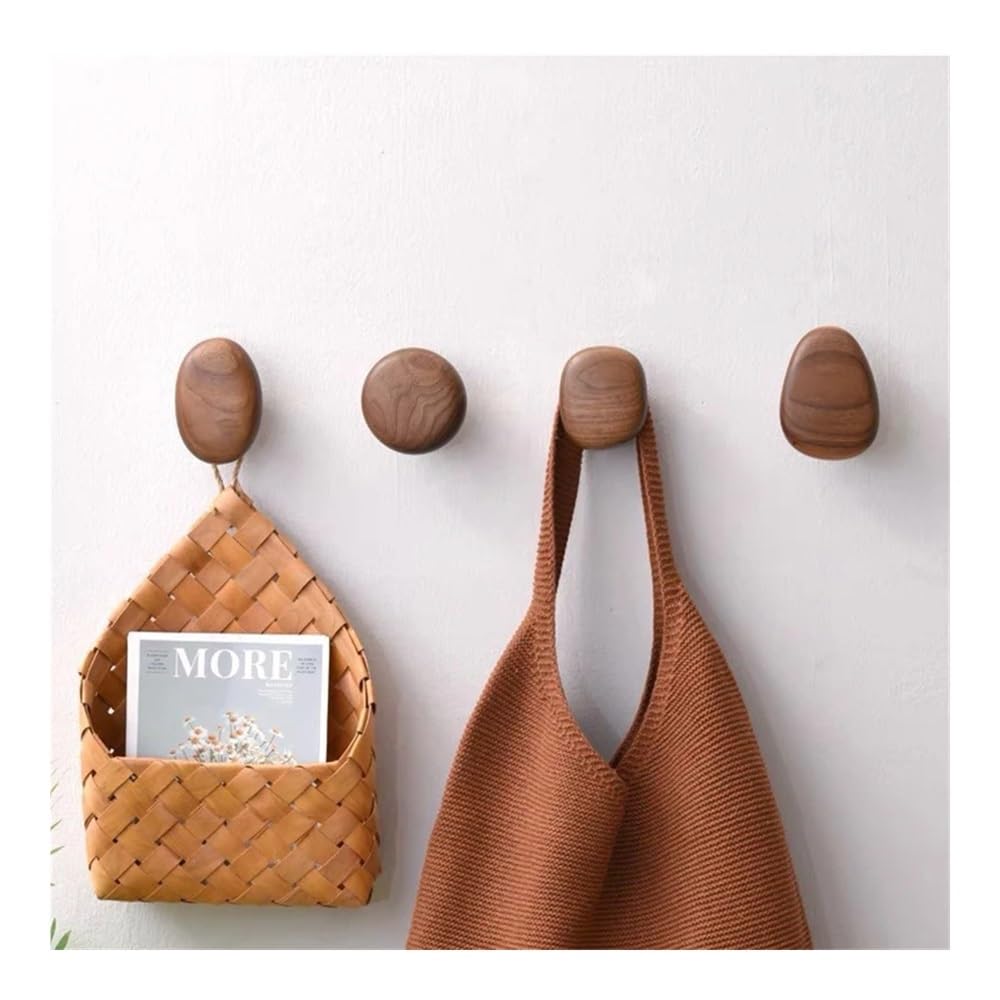 Perchero de pared con forma de guijarro, de madera natural, decorativo, para llaves, sombreros, bufandas, bolsos, almacenamiento de baño, perchero