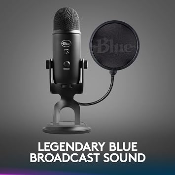 طقم دفق لعبة Blue Yeti مع ألعاب Yeti USB و Podcast Mic و Pop Filter و PC / Mac / PS5 + G733 سماعة الألعاب اللاسلكية ذات السرعة الخفيفة مع عقال تعليق و Lightsync RGB و PRO-G audio - Blackout