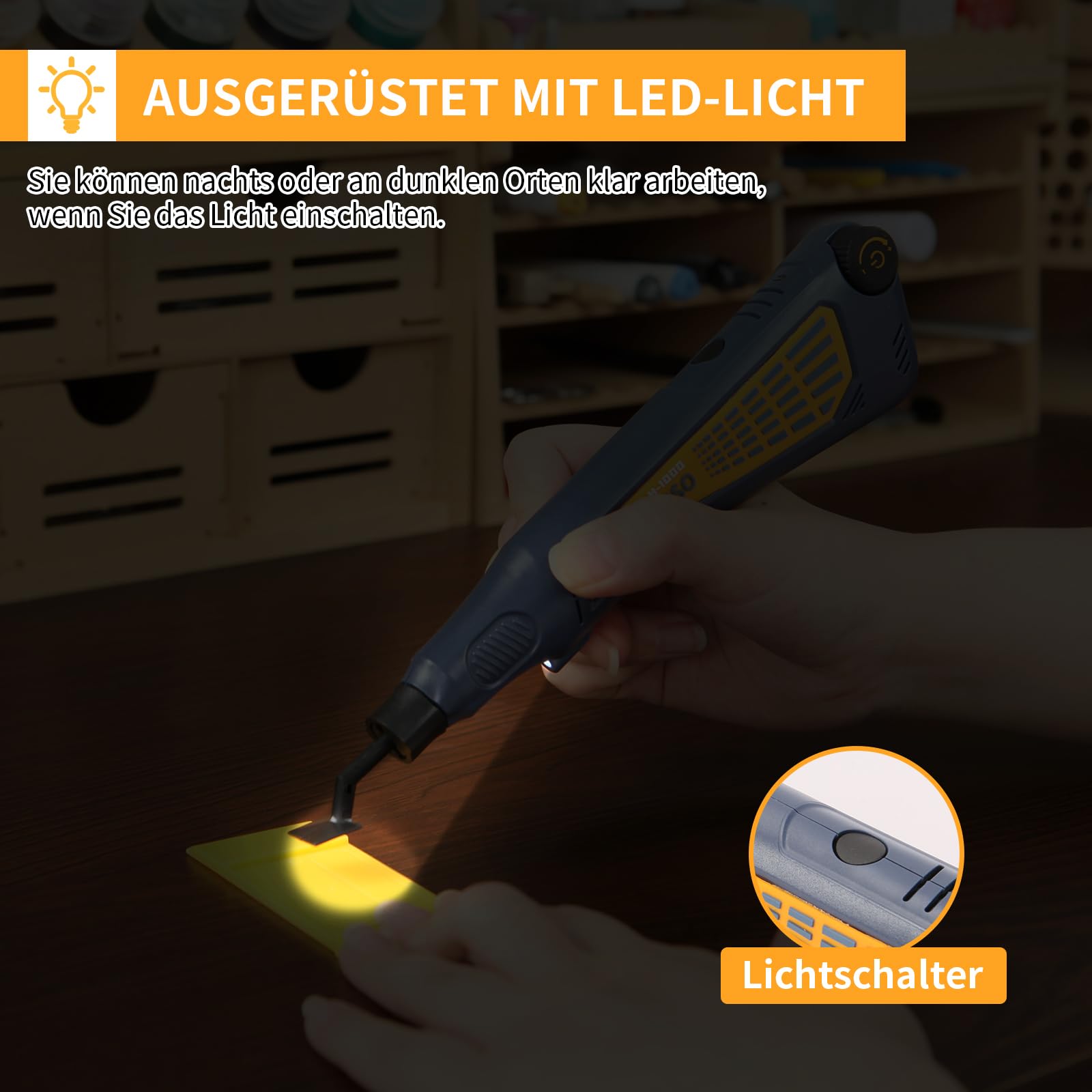 Schnurloser Stiftschleifer, variable Geschwindigkeit, Mehrzweck-Elektrowerkzeug zum Schleifen, Polieren, Finishing, DIY-Handwerk (BLAU)