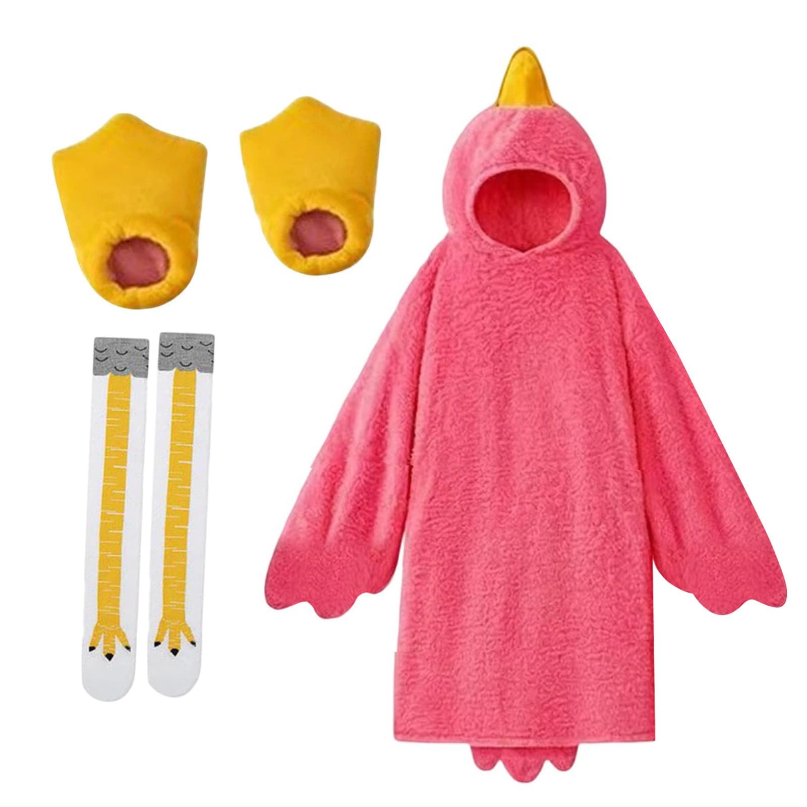 Duck Blanket Hoodie for Kids Oversized Warm Big Goose Wearable Blanket with Hood Design Lounging Sweatshirt With Bathrobe Shoes Socks for Boys Girls Warm Cozy Loungewear(Hot Pink, 13-14 Years)