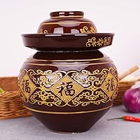 Vista 8 de Tarro de encurtido de cerámica con tapa hermética, recipiente de fermentación tradicional chino para kimchi, chucrut, encurtidos y verduras