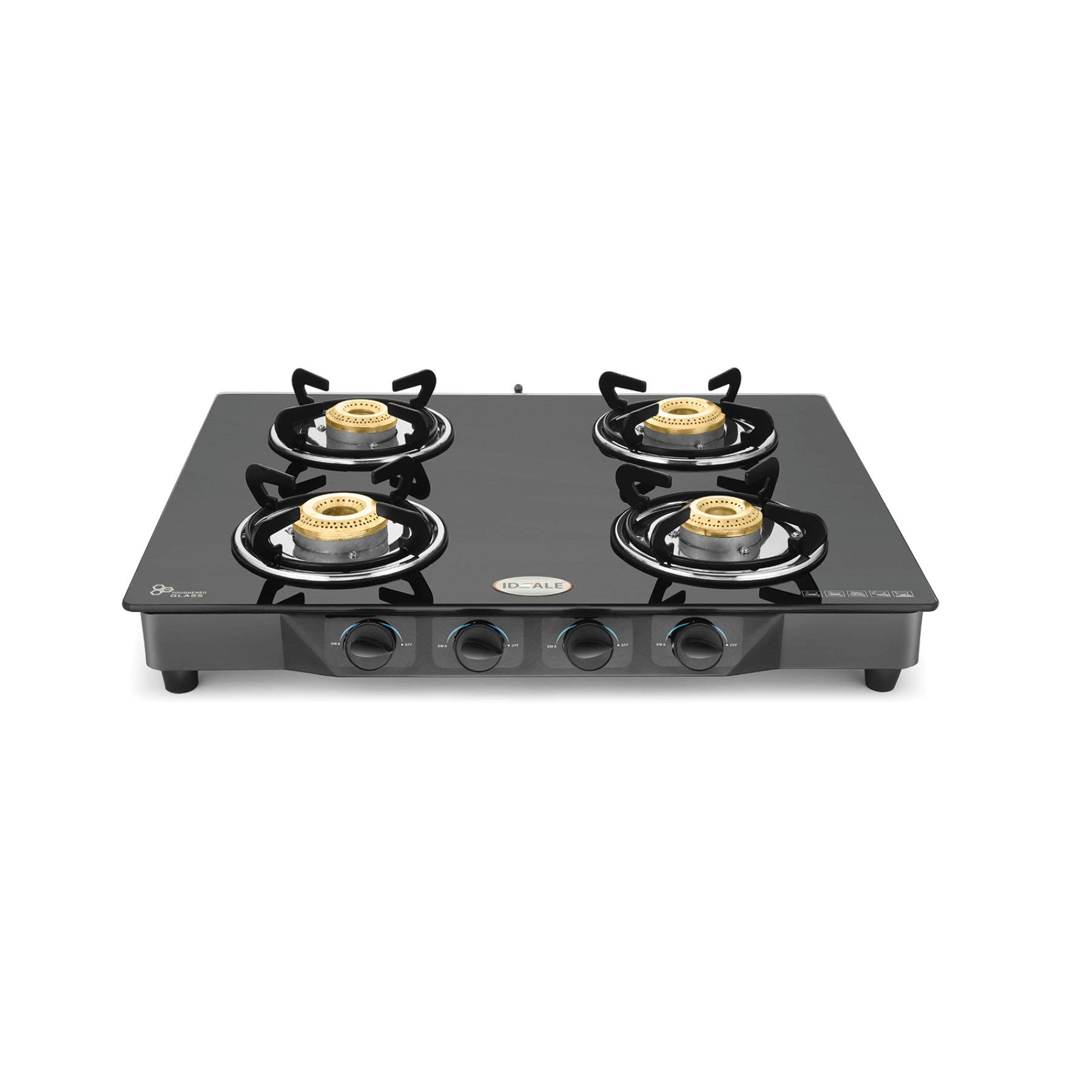 IDEALE Essential Stainless Steel 4 Burner Top Stove (Black)
