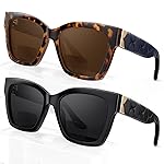 Unbeatable Bifocal Reading Sunglasses for Women Narrow/Small Face, Trendy Outdoor Square Thick Frame Sun Reader, Comfortable UV400 Sunglasses with Readers Built in-2 Pack (Black&Tortoise, +3.0)
