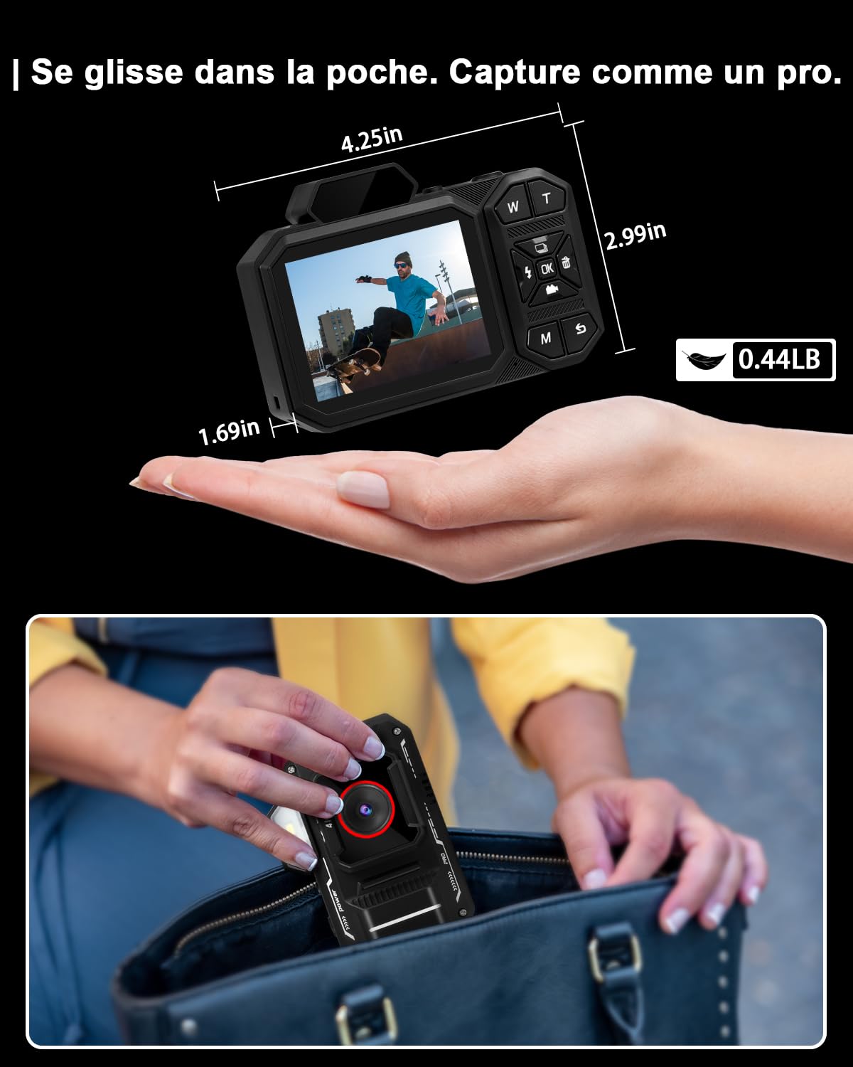 Appareil Photo Numérique, 4K Camera Vlog avec Carte De 64 Go, Autofocus 48MP, Zoom 12X, Flash Et Anti-Vibrations, Appareil Photo Compact, Digital Camera pour Adulte Étudiant et Adolescents
