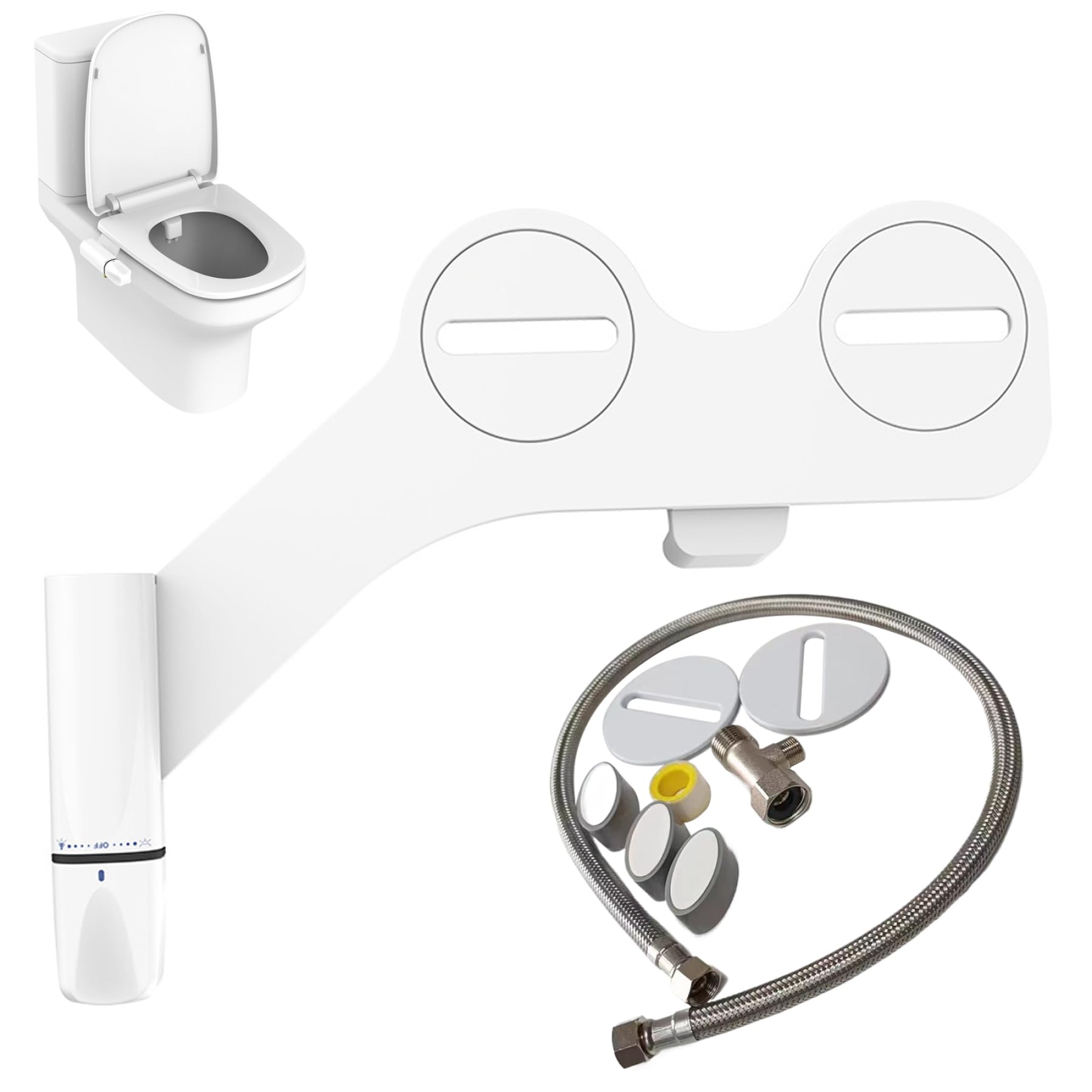 Baño Sitz para el inodoro, accesorio de bidet para el inodoro, accesorio de bidet del inodoro, pulverizador de bidet con boquilla dual, presión ajustable de bidet para lavado femenino/posterior