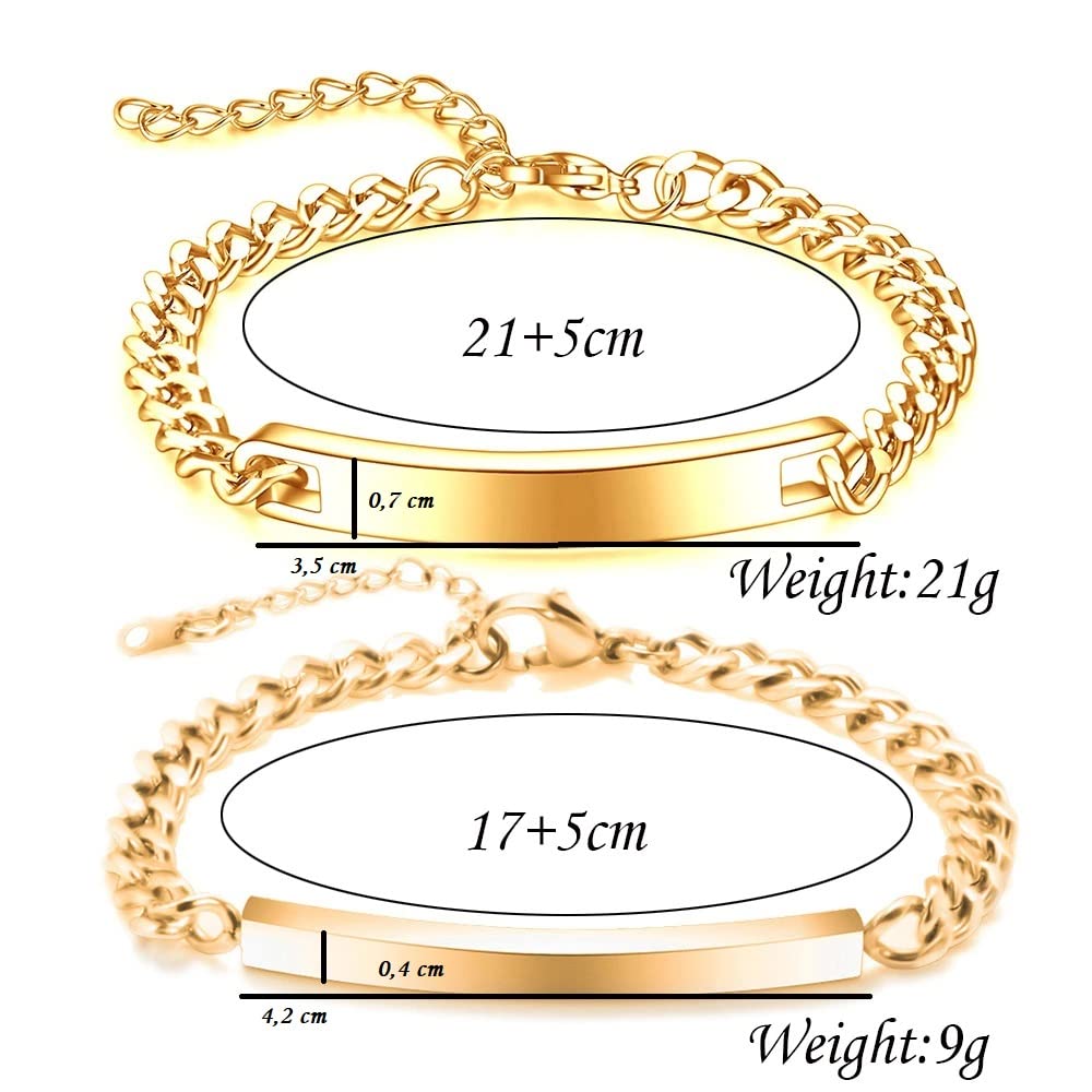 ID Edelstahl Partner Armbänder + Gravur nach Wunsch Partnerarmbänder mit Box