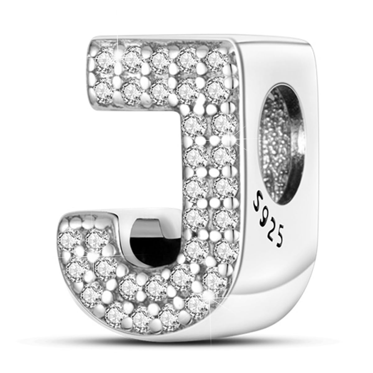 PARCOM Letter Charms Fits Pandora Bracelets S925 Sterling Silver Initial Charms for Bracelets Alphabet A-Z Letters Bead Bracelets Necklace Pendent
