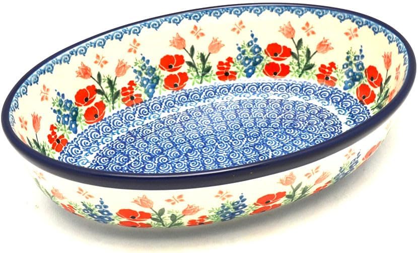 Polish Pottery Baker - Oval - Small - Whimsical Garden