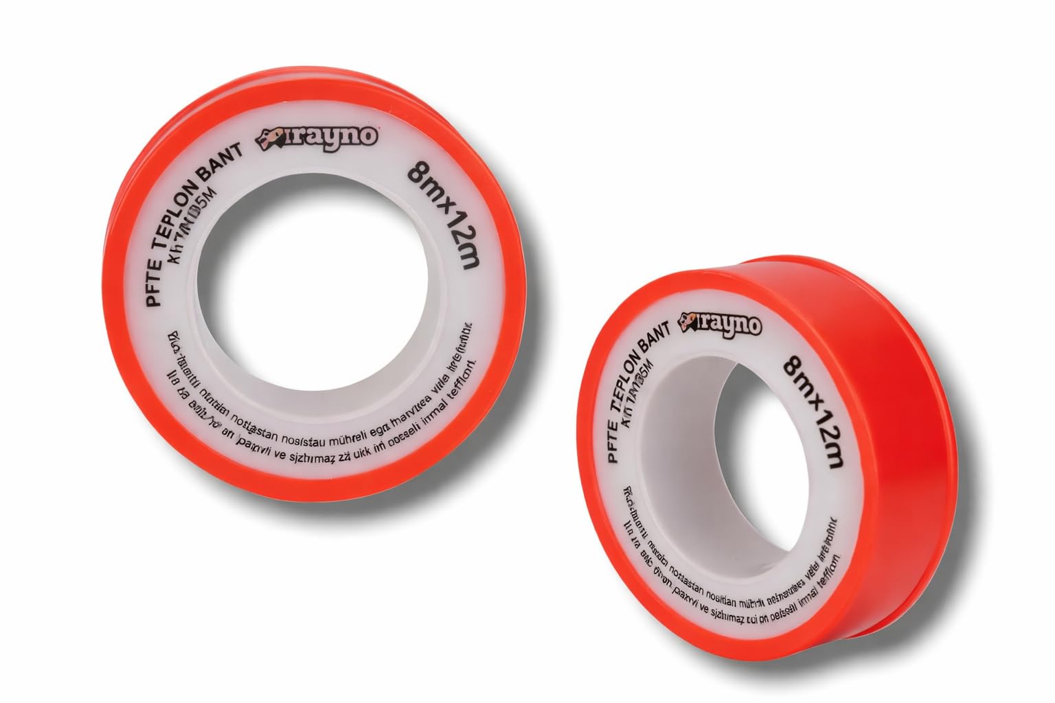 Rayno PTFE Teflon Bant 8mm x 12m | Su ve Gaz Tesisatı için Sızdırmazlık Bandı | Yüksek Dayanım