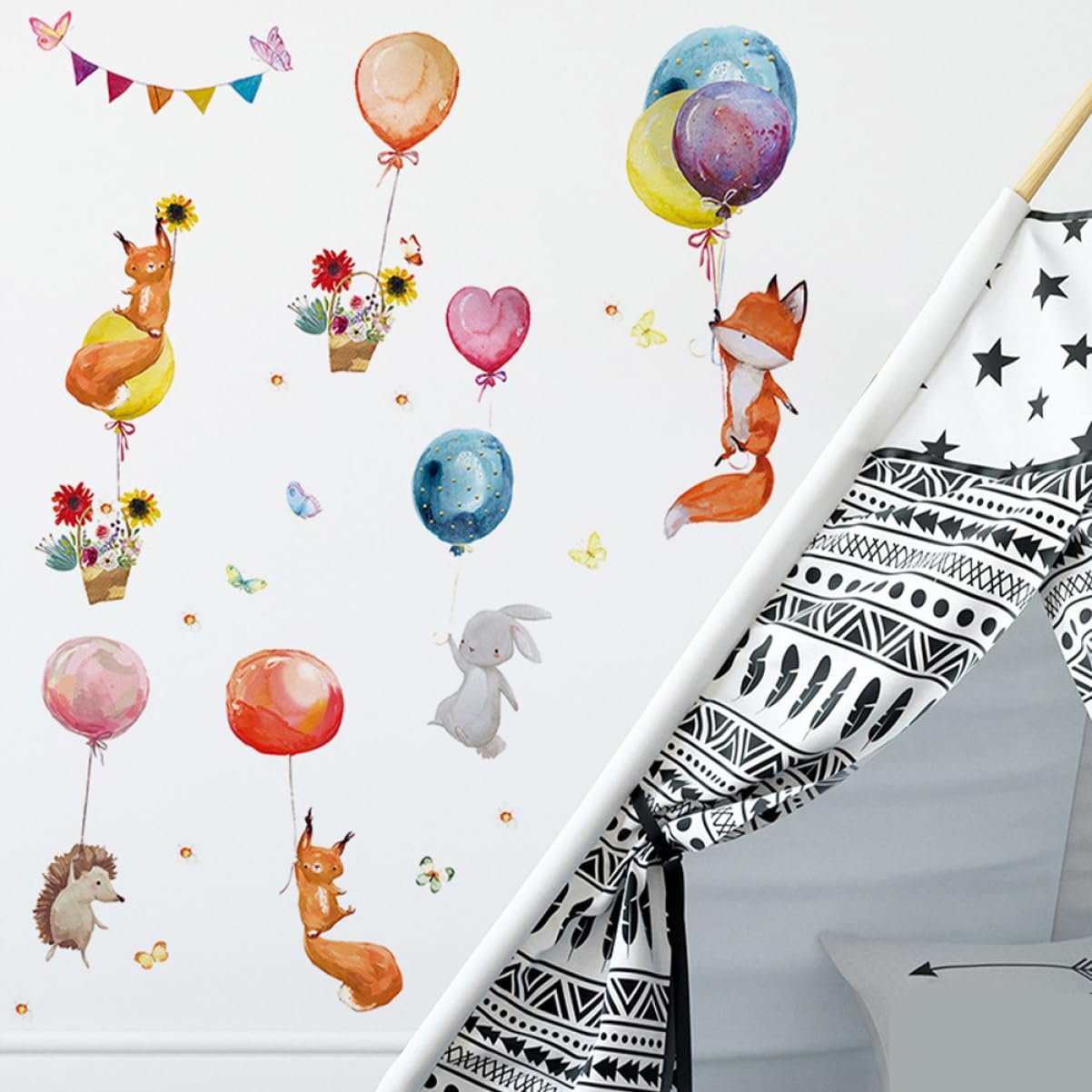 NUOBESTY 6 Juegos Pegatinas de Pared de Animales Adhesivos de Pared Decoración Infantil Habitaciones Aplicación