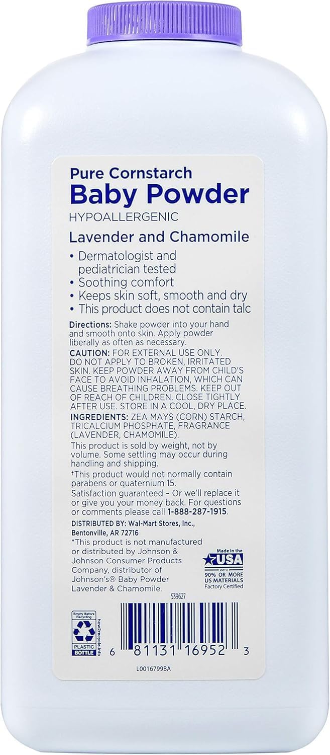 Equate Pure Cornstarch Baby Powder with Lavender and Chamomile 22 Oz