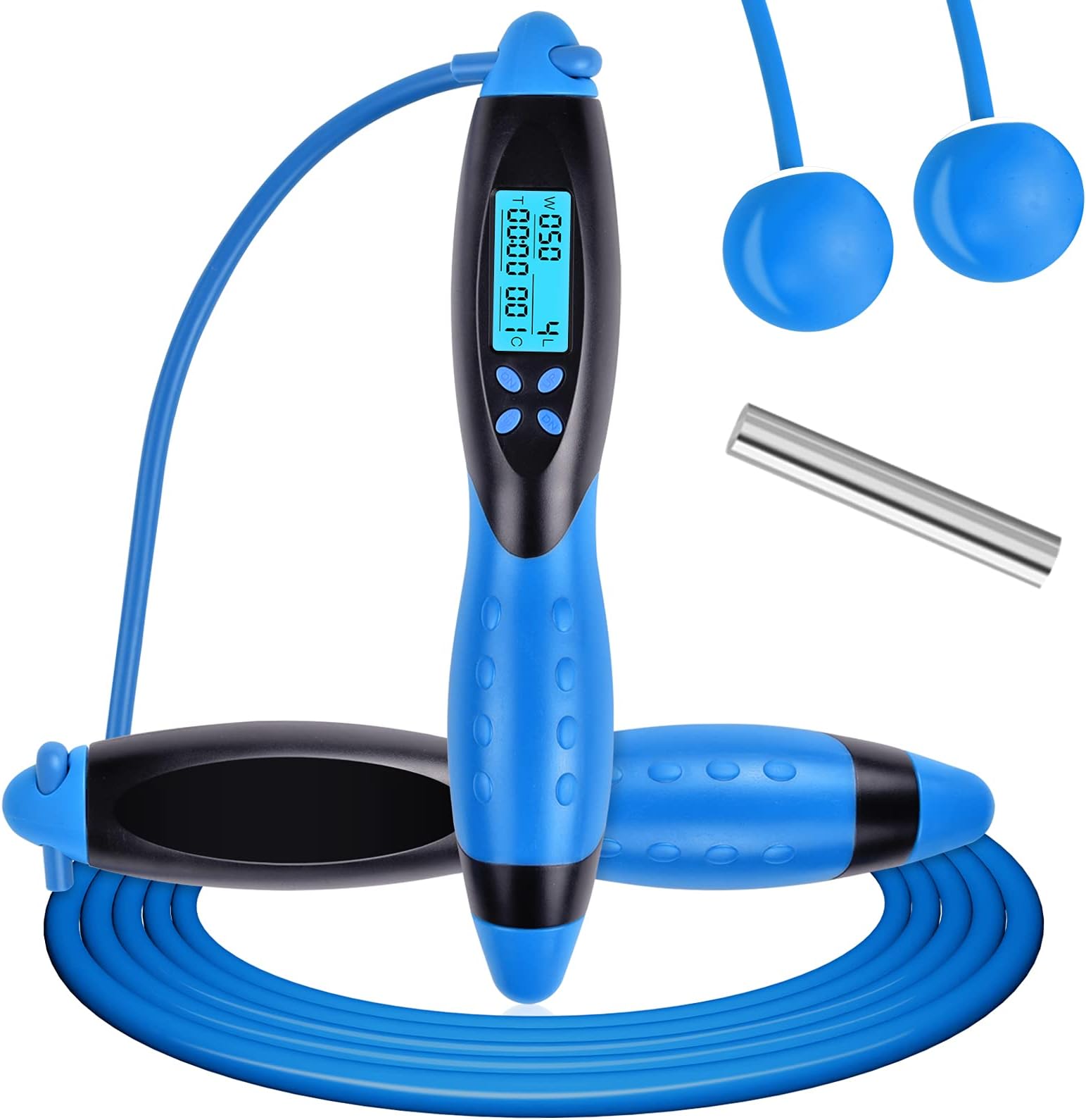 Jump Rope, Wastou Digital Weight Calories Time Setting Jump Rope with Counter for Indoor and Outdoor Exercise Adjustable Skipping Rope Workout for Men,Women,Kids, Girls