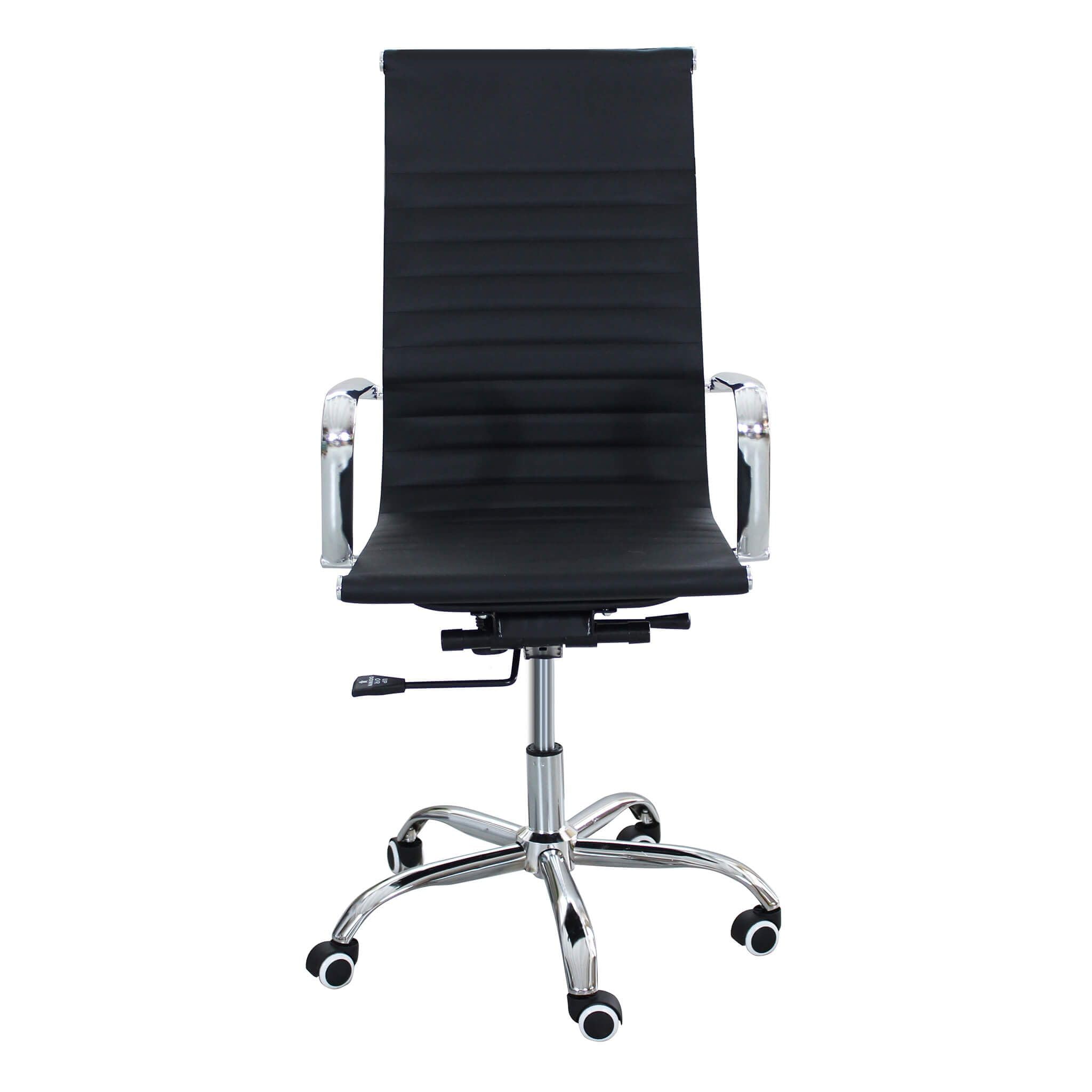 milani home - sedia ufficio ergonomica girevole con poggiatesta, supporto lombare, braccioli, ecopelle nera, nero