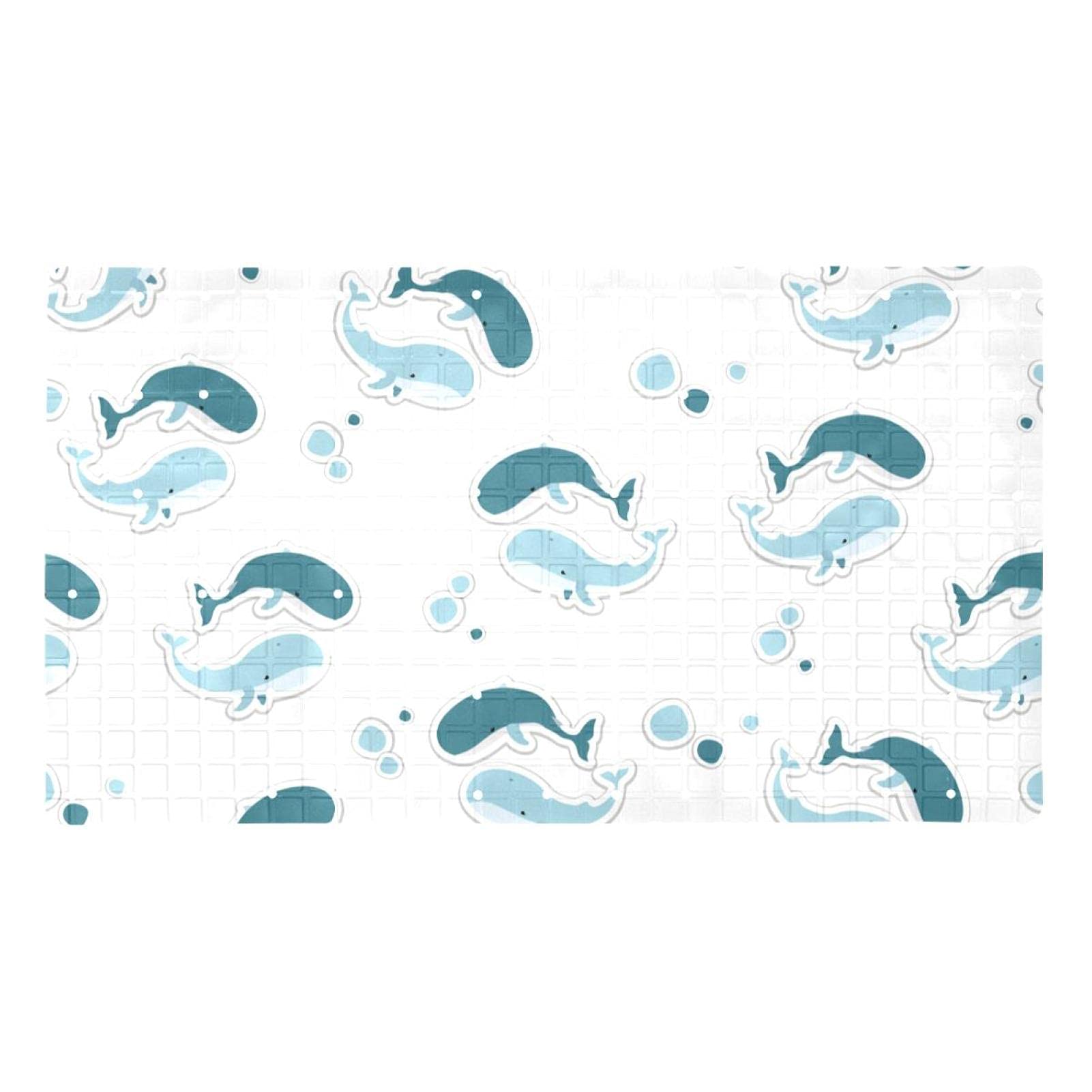 Tapis de baignoire antidérapant baleine blanche 40x70cm avec ventouses