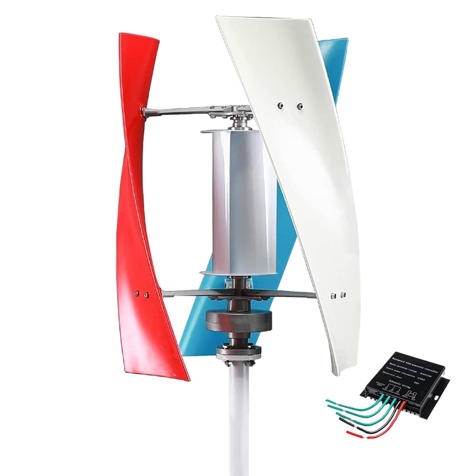 500W Vertical Axis Wind Turbine Generator, home wind power system, easy to install wind generator Low Noise Helical Design Windmill for Home, Boats, Street Lighting color-48V
