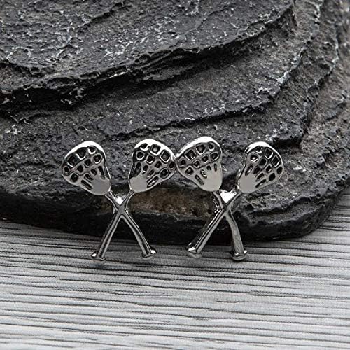 Lacrosse Stick Stud Earrings – Silver Plated Stainless Steel Sports Jewelry for Women – Lightweight Hypoallergenic Accessory – 1/2 Inch Post Backs – Gift for Athletes, Coaches, Fans - Image 3