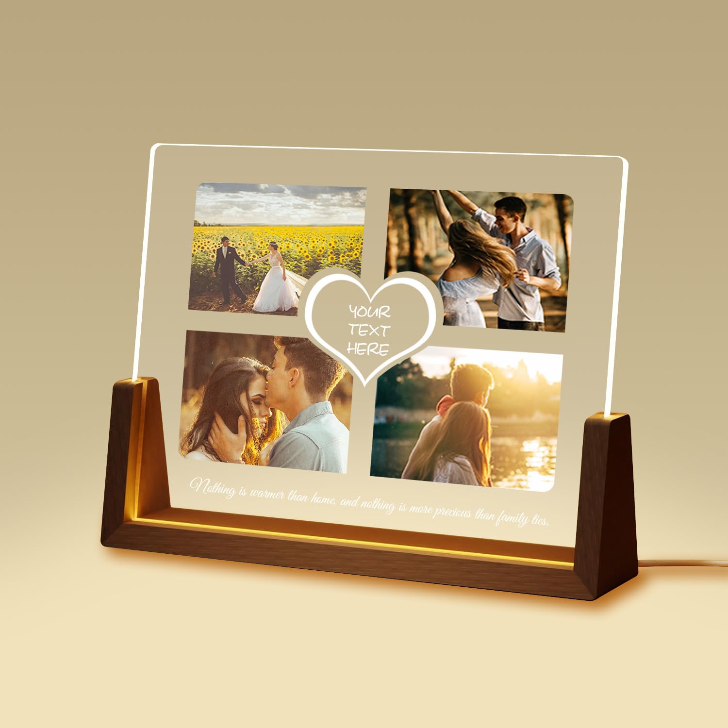 Custom Acrylic Picture Frames with Night Light, Personalized Acrylic Plaque with Photos, Personalized Collage Photo Frame, Personalized Gifts for Women and Men
