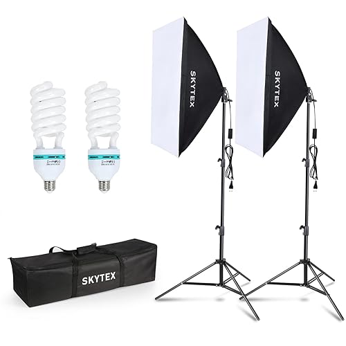 Skytex Softbox Lighting Kit 2Pack, 20x28in Soft Box | 135W 5500K E27 CFLBulb Continuous Photography Lighting, Photo Studio Lights Equipment for Camera Shooting, Video Recording - 2softbox