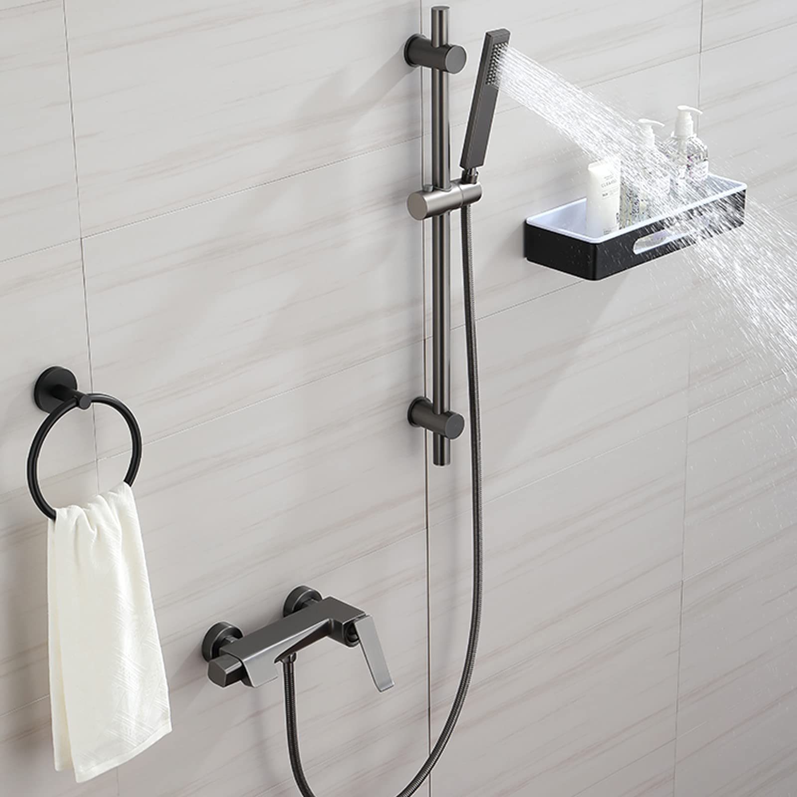 grifo de ducha, Grifo mezclador monomando for baño, color dorado, juego de ducha(Gun Grey)