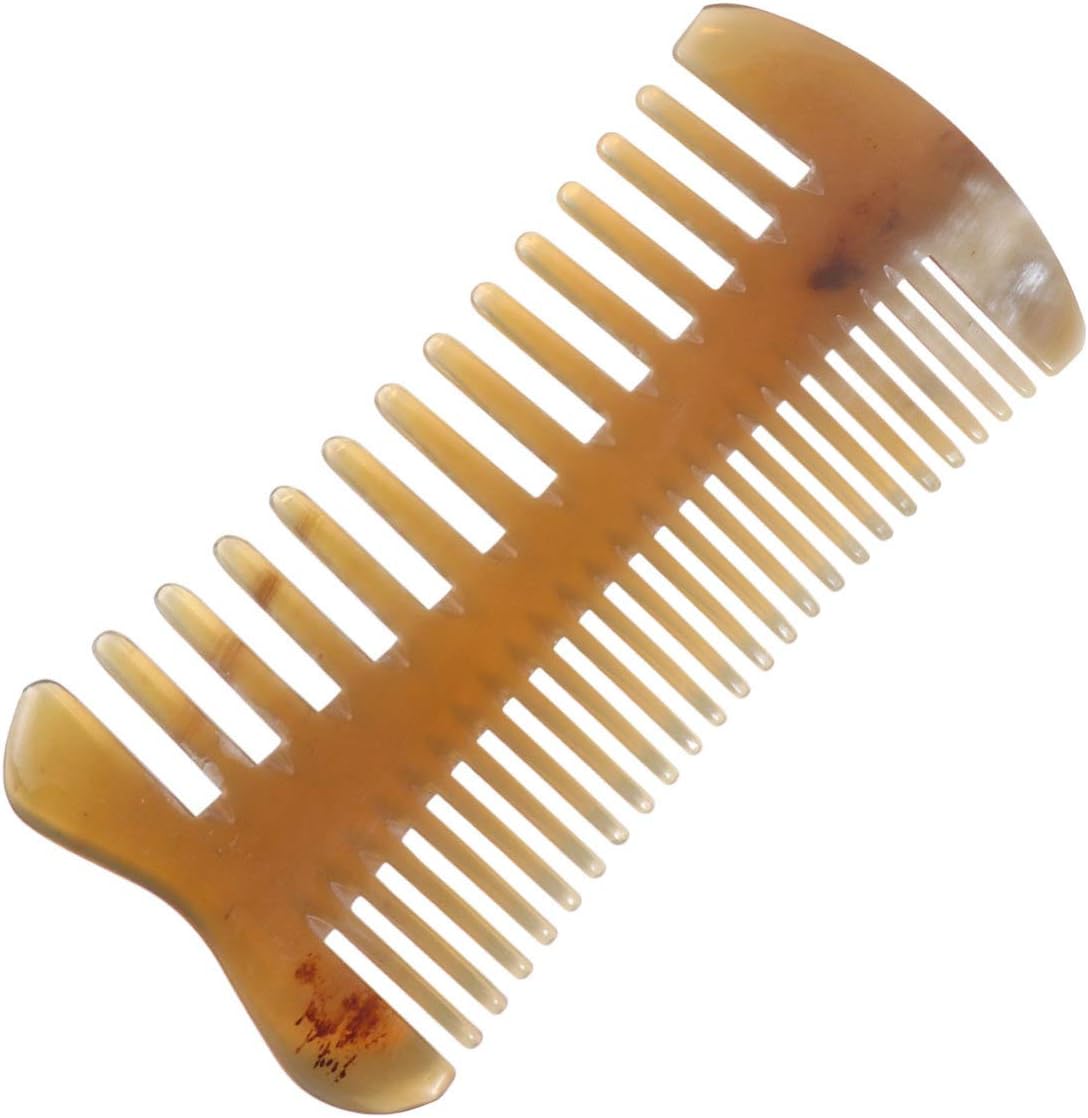 minkissy Ox Horn Comb Double-Sided Hair Comb Massage Scalp Stimulating Anti-Static Hair Care Accessory Lightweight for Daily Use 4.09X2.17In