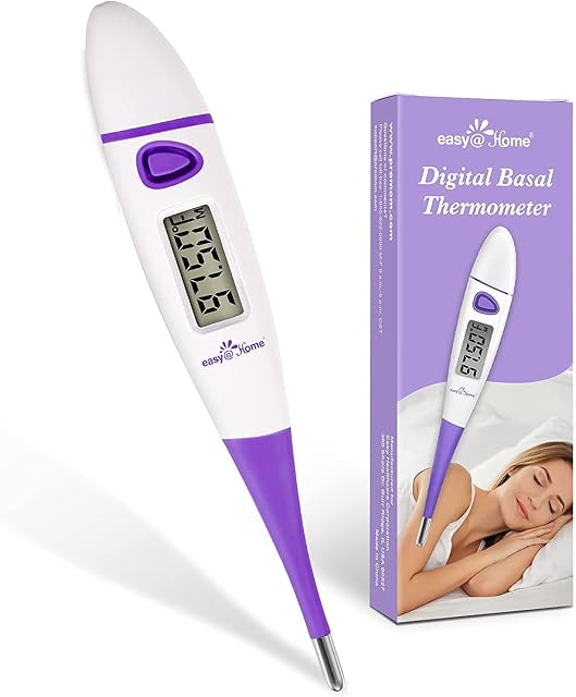 Ovulation Tracker Digital Basal Thermometer: Easy@Home BBT Thermometer for Fertility Prediction - Basal Body Thermometer for Accurate Temperature Monitoring with Premom App Purple DMT-3018