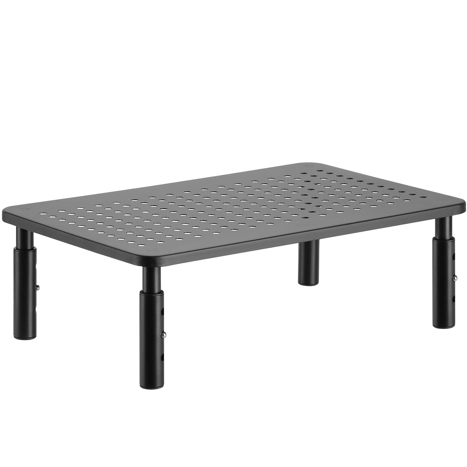 Monitor Stand Riser for Computer, Laptop, Printer, Notebook and All Flat Screen Display with Vented Metal Platform and 3 Height Adjustable Underneath Storage (STT003) by WALI, Black, 1 Pack