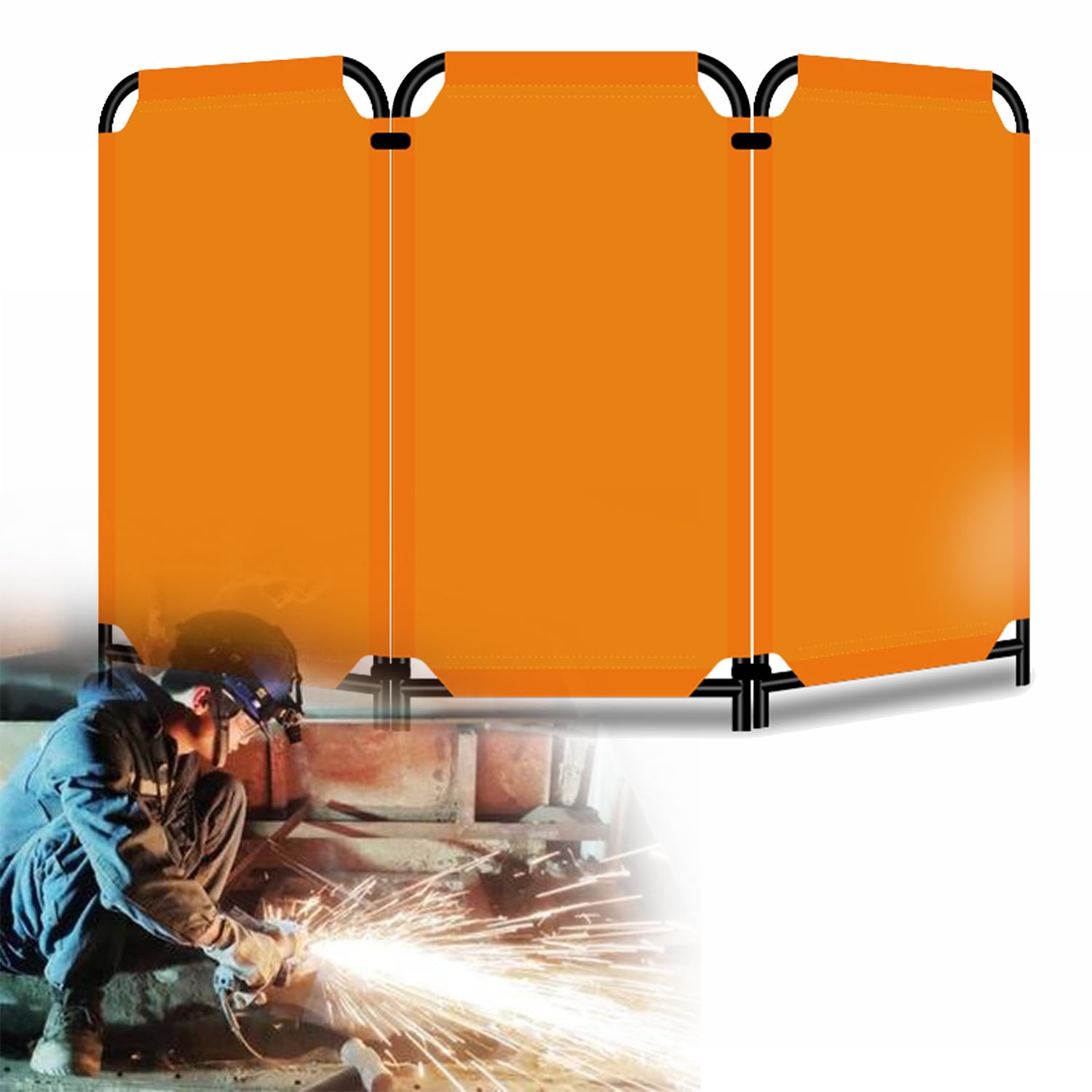 Générique Bâche de soudage en Rouleau, ignifugée, imperméable, résistante à l'usure et revêtue de Silicone, avec Cadre - Installation Facile pour Les ateliers et Les Chan