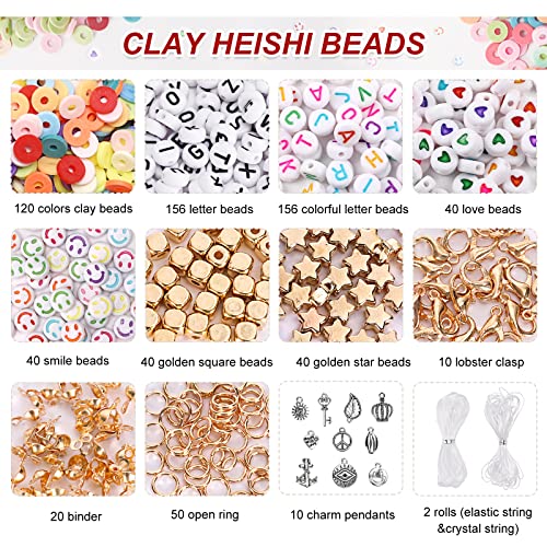Quefe 10160Pcs, 120 Colors Clay Beads For Bracelet Making Kit, Flat Beads Bracelet Making For Girls 8-12, Polymer Heishi Beads For Jewelry Making Kit, For Preppy, Crafts Gifts #TOP1