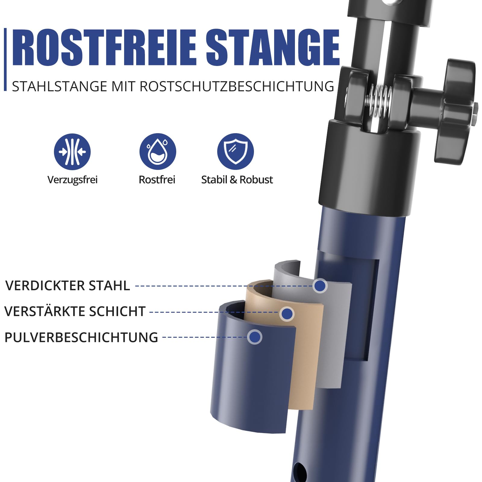 XINQIAO Stützstange, Stahl-Teleskop-Schnellstützstange, unterstützt bis zu 69,9 kg, Konstruktionswerkzeuge für Schrankheber, Lastenbaustangen und Trockenwände (Lange Stange, blau) 4PC