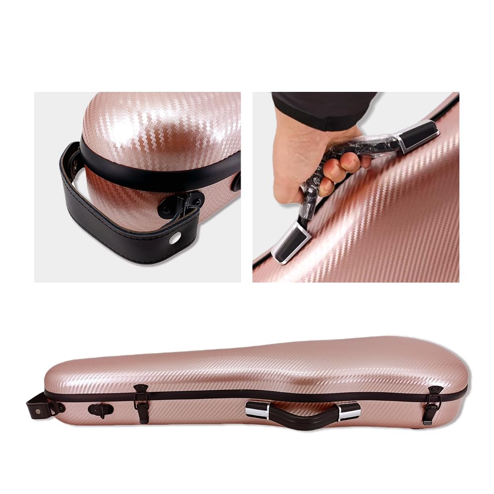 yinfente Estuche para violín 4/4 de tamaño Completo, Funda de violín de Fibra de Carbono Fuerte
