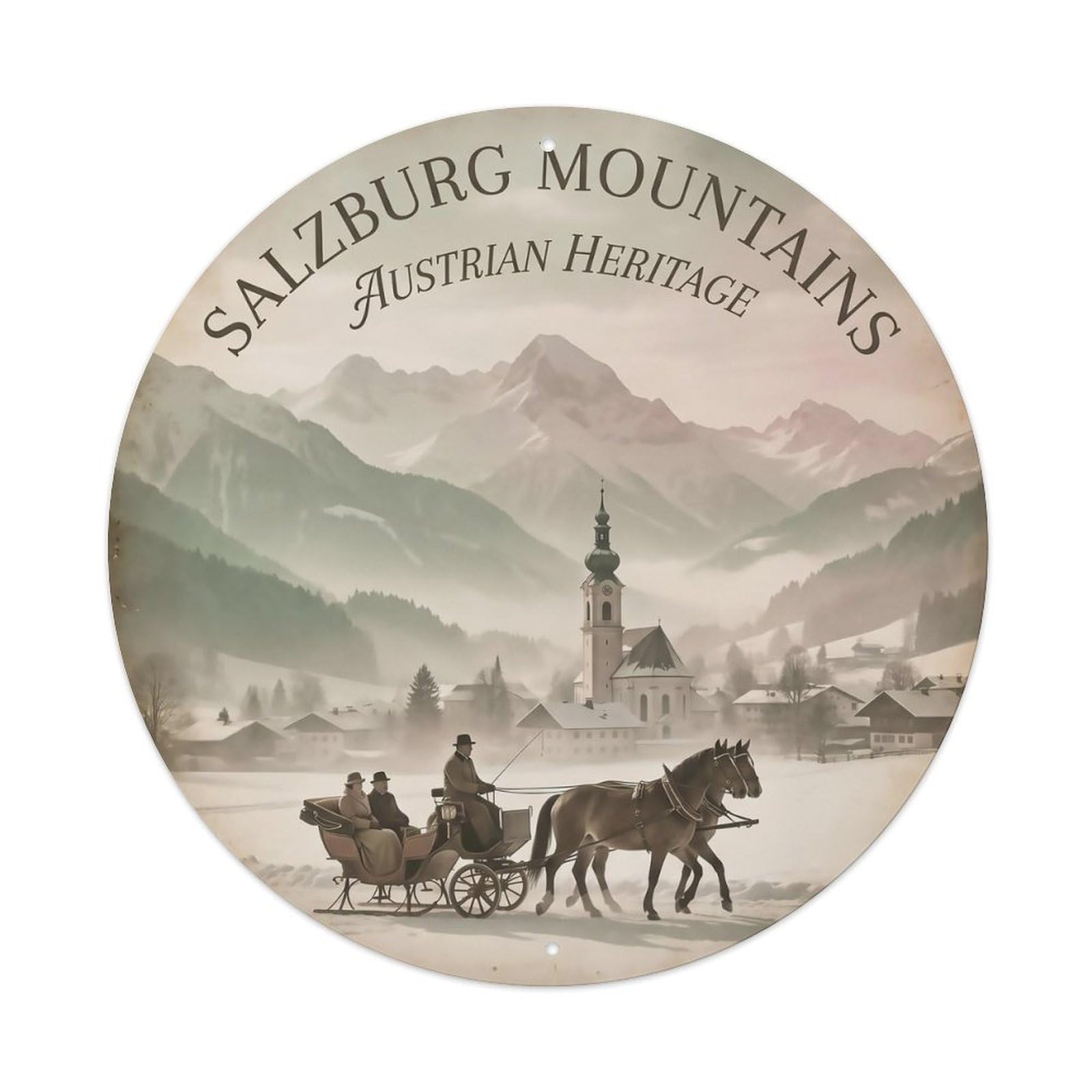 Vintage Travel Salzburg Mountains Austria Metal Tin Sign