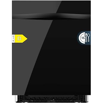 Cecotec Bolero Aguazero 6320 Full-BI Black Glass D Built-in Dishwasher 60 cm 1900 W 15 Place Settings 8 Programmes FullColour Screen Smart Wash Turbo Dry+ AutoClean Dual Zone Wash [Energy Class D]