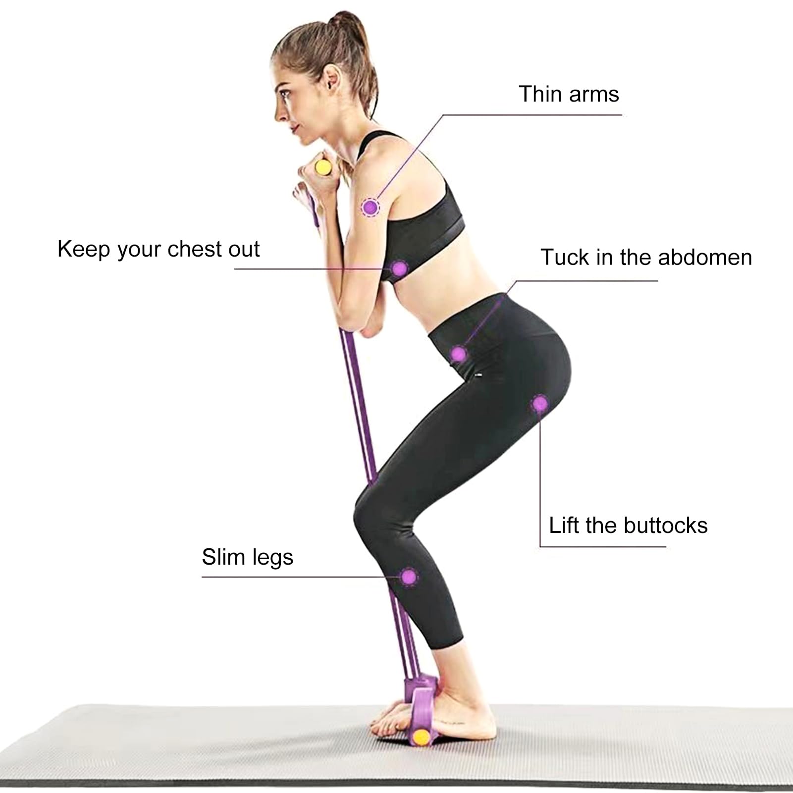 Bande de Résistance Musculation 6 Tubes avec Pédale – Élastique Sport Fitness pour Abdominaux